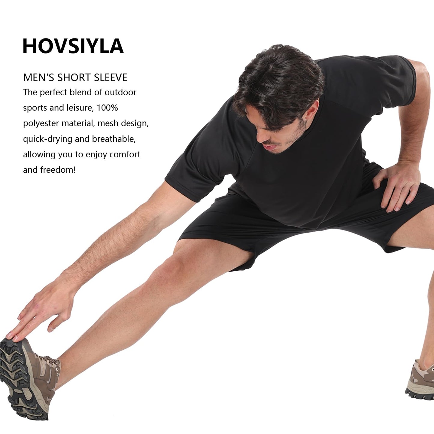 HovSiyla 5 Pack Running Shirts Men Sport Tops Dry Fit Gym Wicking Athletic T Shirts Breathable Cool Workout Shirts Black XL