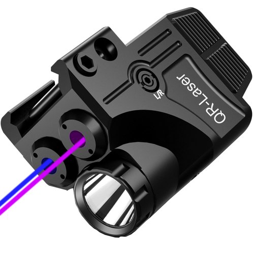 3 in 1 Purple Blue Laser Light Combo, 800 Lumens Tactical Flashlight Laser Sight, Built-in USB Rechargeable Battery, Adjustable Compact Tactical LED Light Laser Beams for Handguns with a Rail