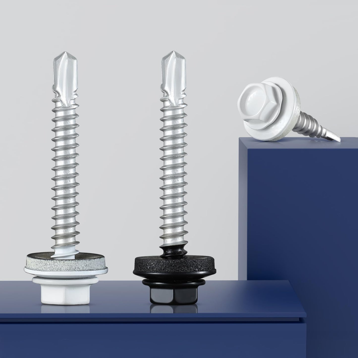 BNUOK #10 x 1 in Self-Drilling Metal Roofing Screws,Sheet Metal Roof Screw,EPDM Washer,Black Hex Head,with Hex Driver Bit(1LBs,85Pcs)