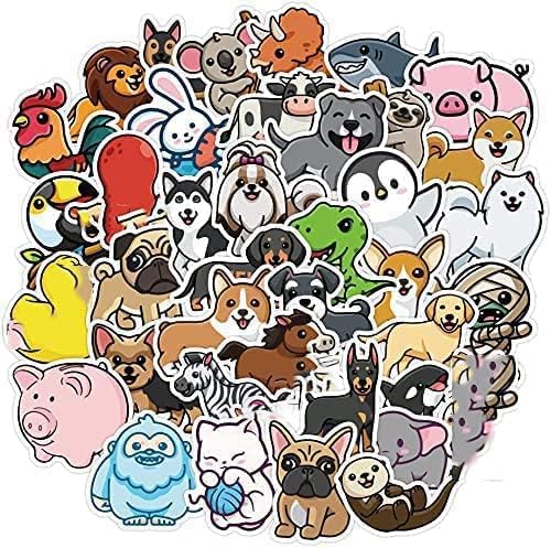 50Pcs Cute Cartoon Animal Stickers - Waterproof Vinyl Decals