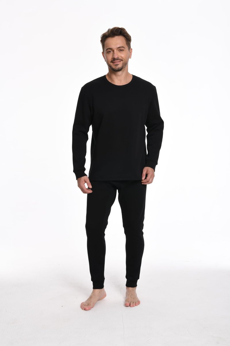 WHITECONCH Men's Thermal Underwear Set Heavyweight Gold Fleece Lined Base Layer Cold Weather Long Johns with Fly Opening N01