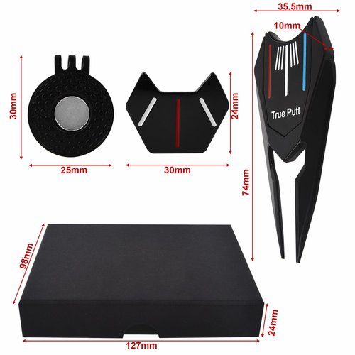Lunarthos Golf Divot Repair Tool Set with Magnetic Ball Marker & Hat Clip, Black/Silver Stylish Golf Accessories for Men Women, Ideal Golf Gift