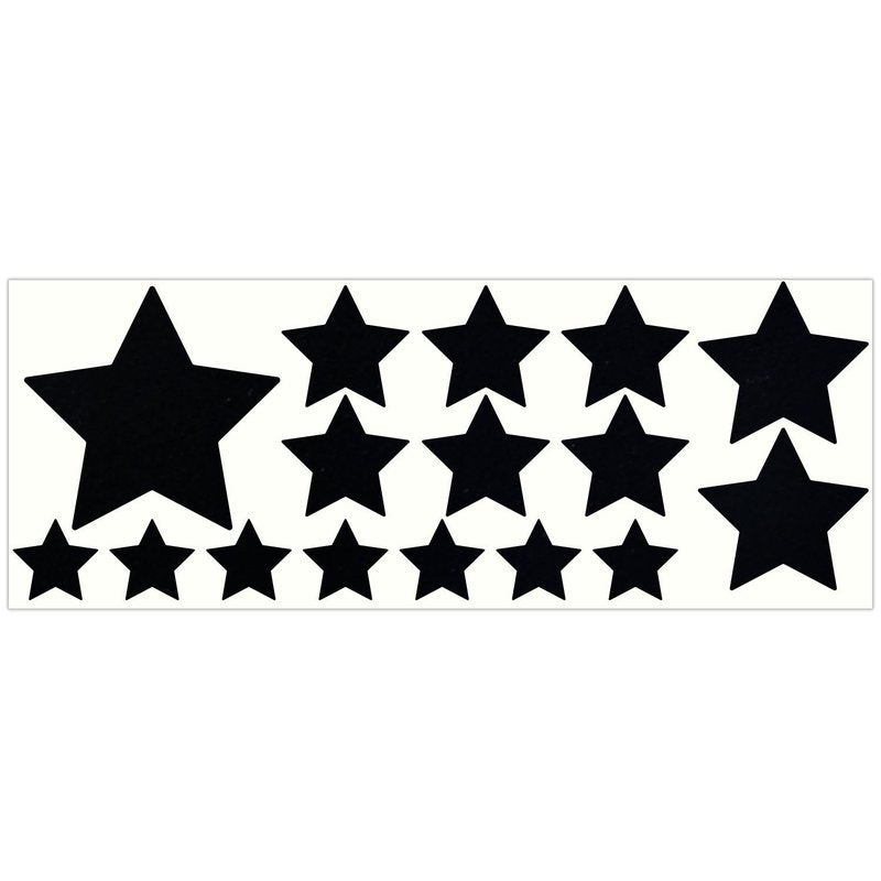 LiteMark Reflective Black Assorted Stars Sticker Decals for Helmets, Bicycles, Strollers, Wheelchairs and More - Pack of 16