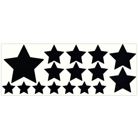 LiteMark Reflective Black Assorted Stars Sticker Decals for Helmets, Bicycles, Strollers, Wheelchairs and More - Pack of 16