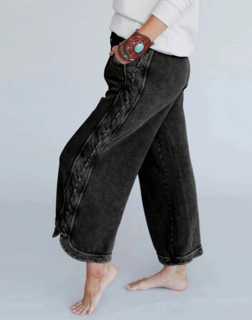 Ayturbo Womens Wide Leg Pants Casual High Waisted Drawstring Sweatpants Summer Loose Lounge Pants with Pockets(Black,M)