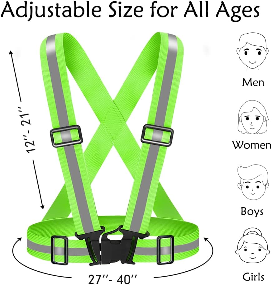 Skiennix High Visibility Reflective Vest - Adjustable Safety Gear for Running, Walking, and Night Cycling