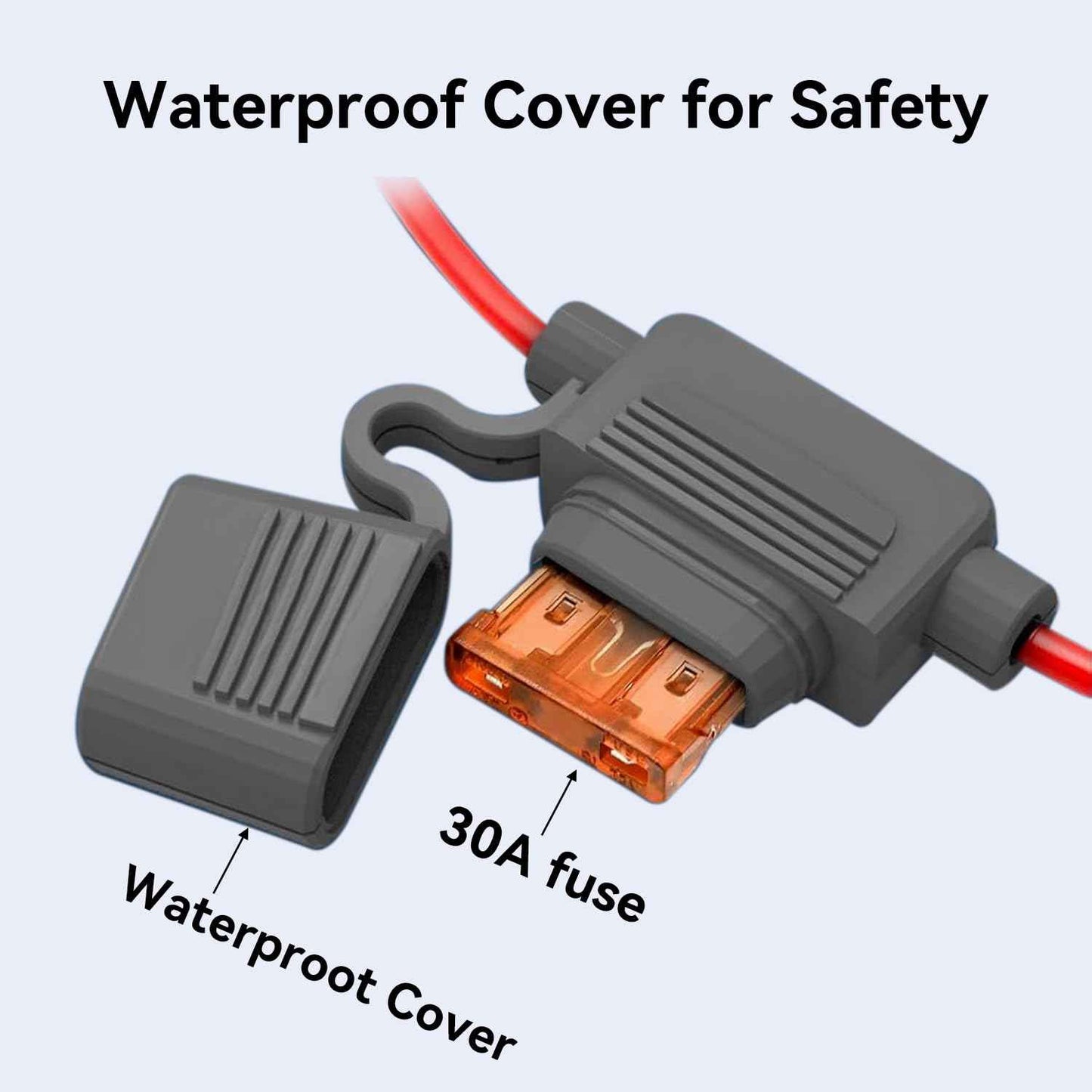 XNEWA Starlink Mini O Ring Connecters Extension Cable, 18AWG, Starlink Mini Direct Battery Power Cable, Waterproof, DIY Battery Kit with ATC/ATO Fuse Holder, Secure Blade Fuse Protection (3M/10FT)