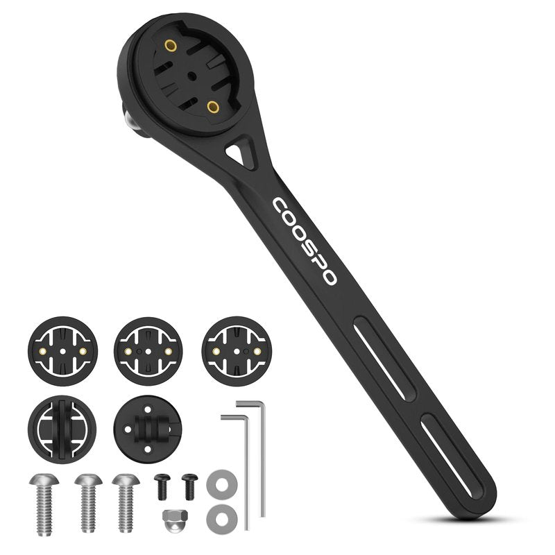 COOSPO Out-Front Bike Computer Extended Mount MT6S, Compatible for Cycling Computer Aero Integrated Handlebar, Compatible with Garmin Edge/Wahoo Elemnt/Bryton/iGPSPORT/GoPro Mount Adapter