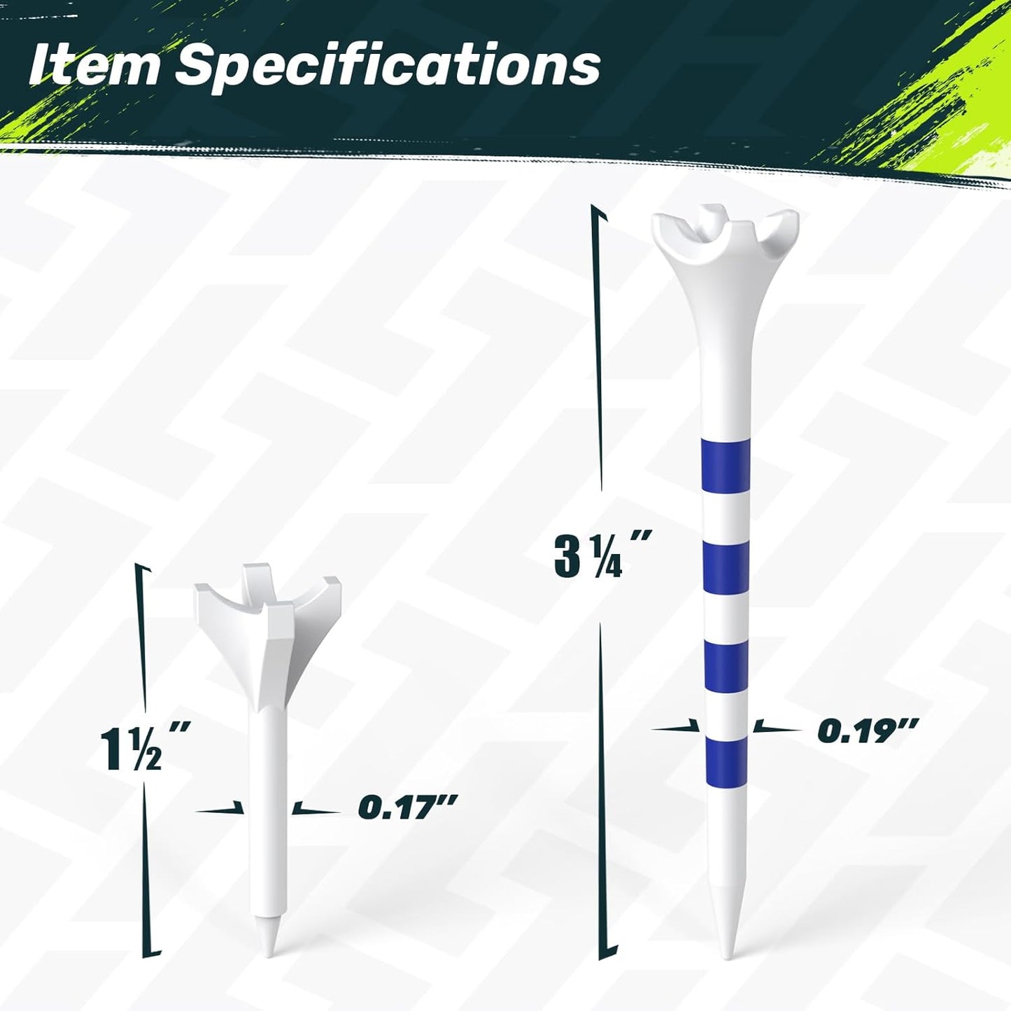 SAPLIZE Golf Tees - Upgraded 4-Prong Design for Reduced Friction & Side Spin | Available in 50/100/120/200 Pack