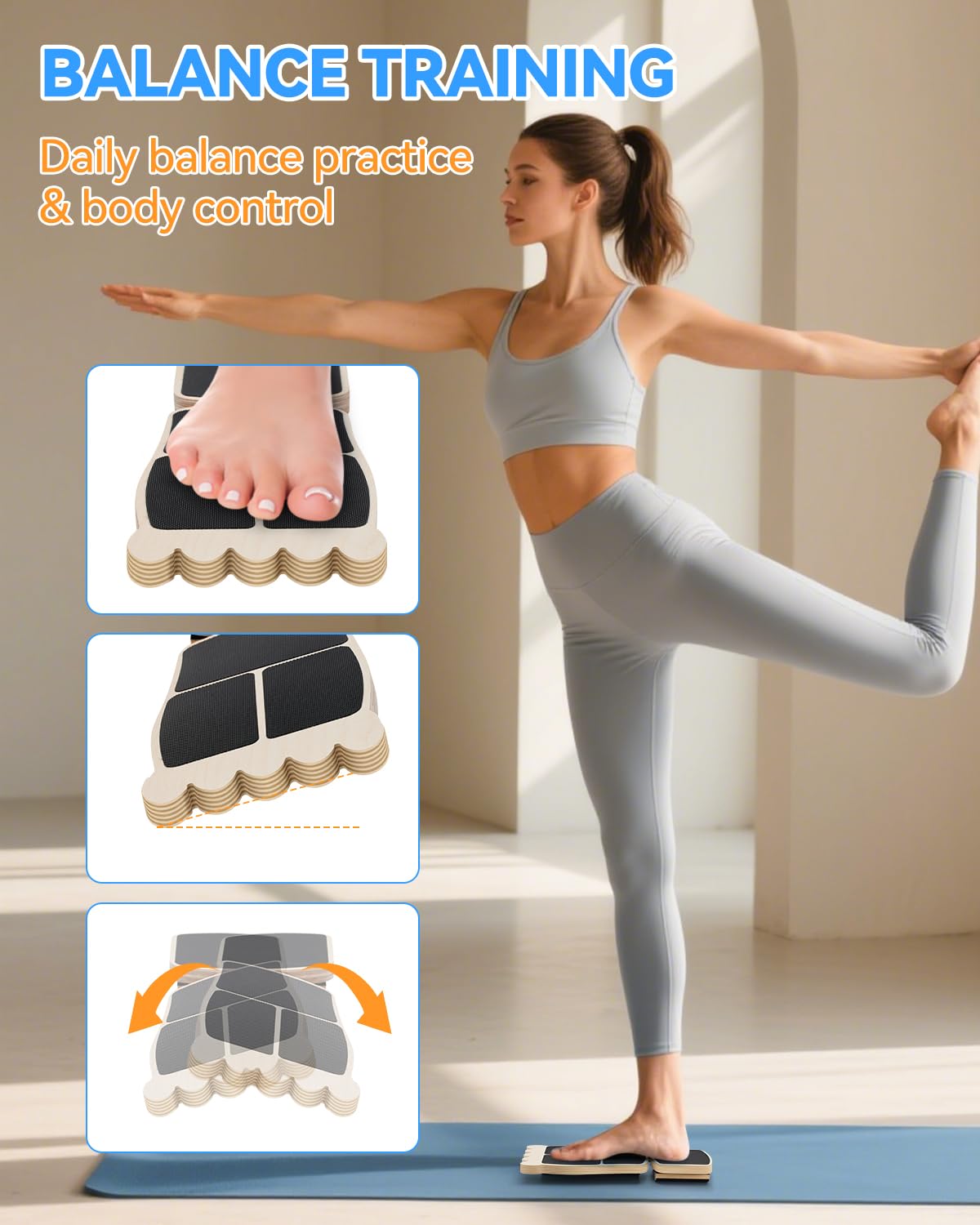Ankle Balance Board, "Tootsie" Design Wooden with Non-Slip Surface - Foot Strengthener for Single-Leg Ankle Strengthening, Stability & Balance Training