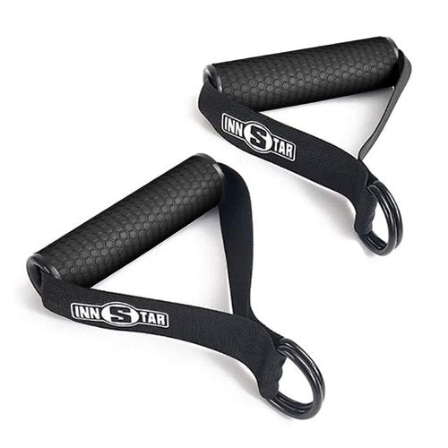 INNSTAR Cable Handles Gym Equipment, Heavy Exercise Handles with Solid ABS Core Grips, D Handle Cable Attachment, Cable Machine Handles, Gym Handles for Cables (Set of 2)