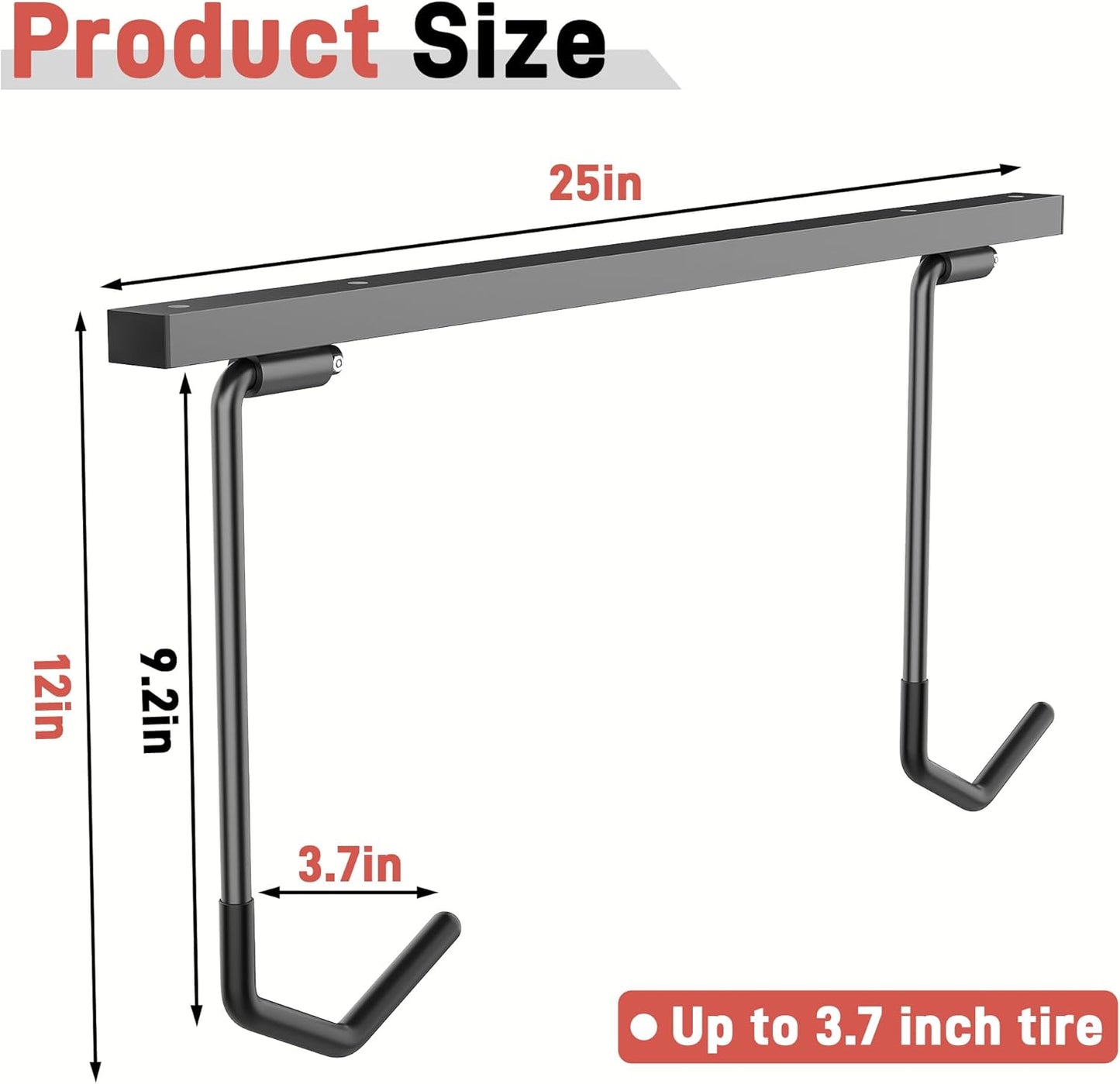 Ultrawall Ceiling Bike Rack - Indoor Bike Storage Hanger for 2 Bikes Horizontally | 4 Bikes Vertically, 25 Inch