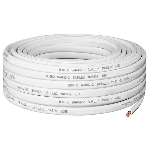 Marine Grade 16 Gauge Duplex Wire - 30ft Tinned Copper Electrical Cable for Boats, RVs & Campers