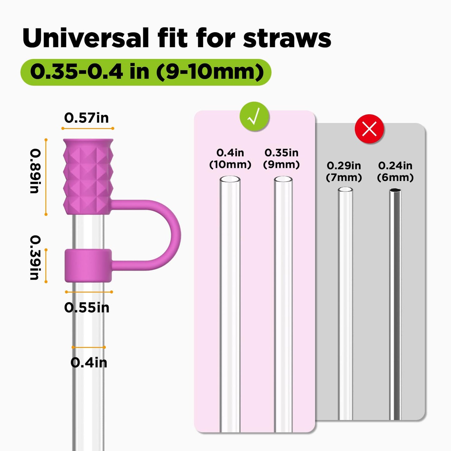 VOGOGE 6 Pcs Straw Covers Caps, 0.39in/10mm Straw Toppers for Stanley Cup 30/40 oz, Multicolor