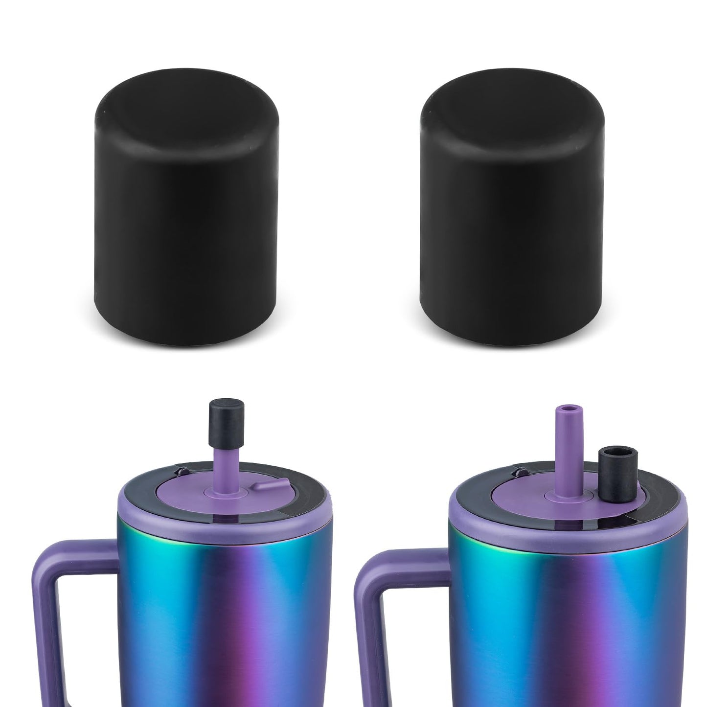 CERCGVEL 2 Pack Magnetic Straw Caps Compatible with BrüMate All Era and Resa Tumblers, Silicone Straw Caps Toppers Compatible with Brumate Accessories, Covers Protectors BPA Free (Black)