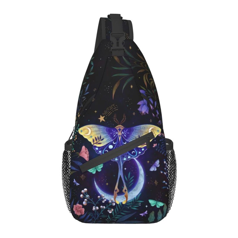 Nmbvcxz Moon-Moth Crossbody Sling Bag for Women Men Sling Backpack Casual Travel Hiking Daypack Chest Shoulder Bag