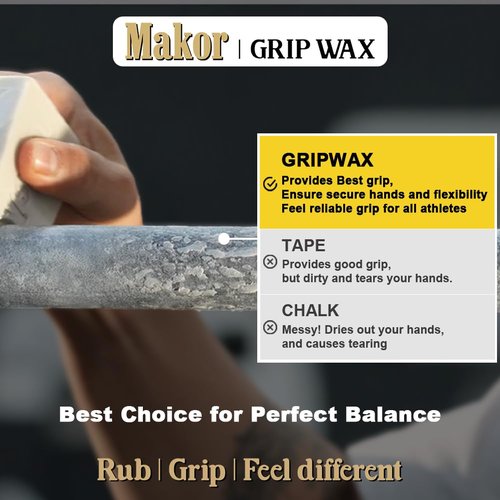 MAKOR 60g GRIPWAX - All-in-ONE Grip Enhancer Pull-up bar, Rings, Kettlebells, Dumbells, Barbells Wax for Crossfit, F45, Hyrox, (0.28, Pounds)