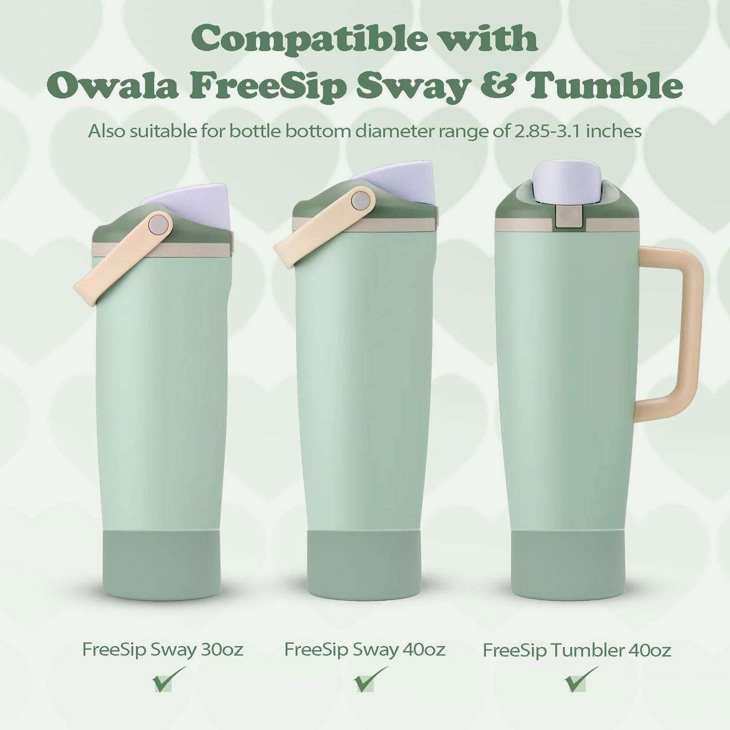 Kaitiaki 2PCS Silicone Boots for Owala 30oz & 40oz FreeSip Sway Bottles & Tumblers – Non-Slip, Scratch-Resistant, Stability Enhancer for Owala Accessories (Eucalyptus Green)