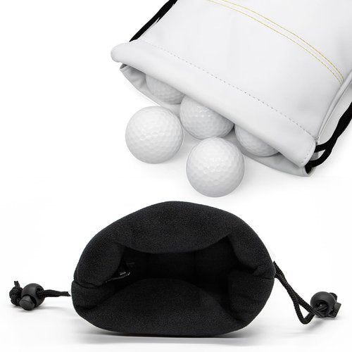 Aliennana Golf Valuables Pouch, Leather Tee Pouch with Drawstring Closure Balls Tees Handbag Portable Golf Ball Accessories for Men Women(Birdie)