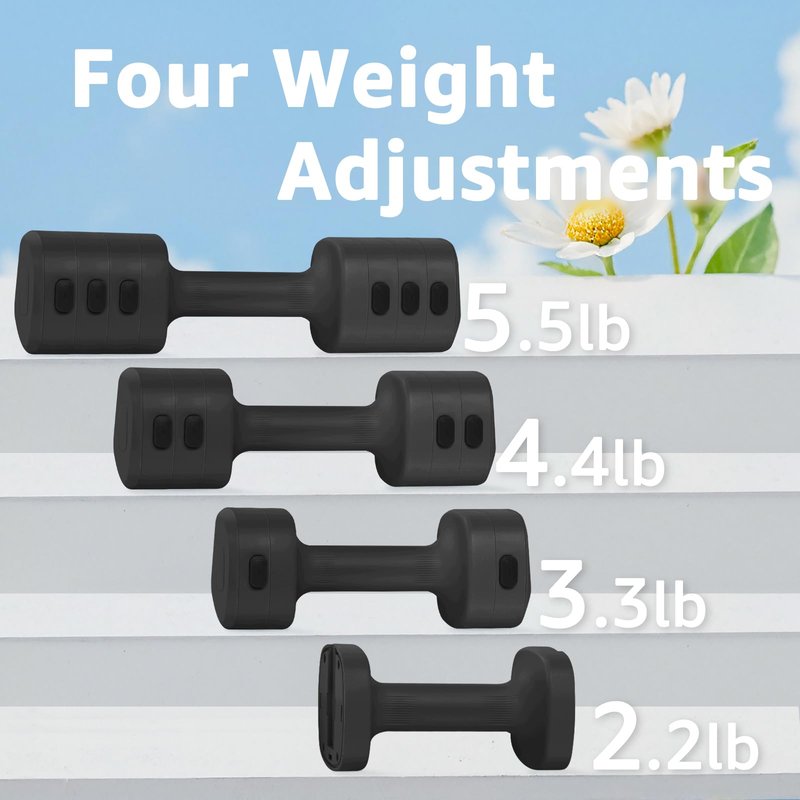 besuhot Adjustable Dumbbell Set of 2, Adjustable Weight set, Anti-slip Handle, 4 in 1 Free Weights Dumbbells Set for women at home, 2.2lb, 3.3lb, 4.4lb, 5.5lb, for Home, Office, Gym Exercise Training (Black)