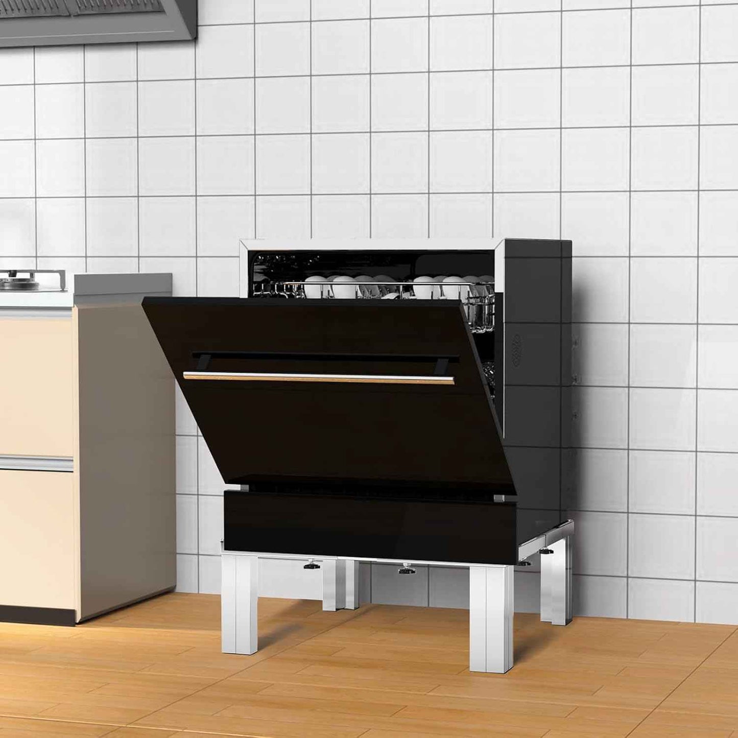 Heavy Duty Stainless Steel Mini Fridge & Washer Dryer Stand with 4 Strong Feet - Universal Appliance Base (Large)