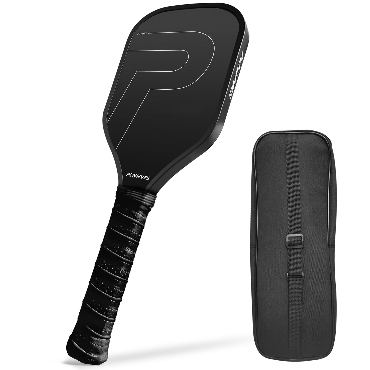 Pickleball Training Paddle, Carbon Fiber Pickleball Trainer Practice Racket w/Storage Bag, 16mm Honeycomb Core, Carbon Grit Surface, Extra Long Handle, Sweet Spot Training Paddle for Precise Practice
