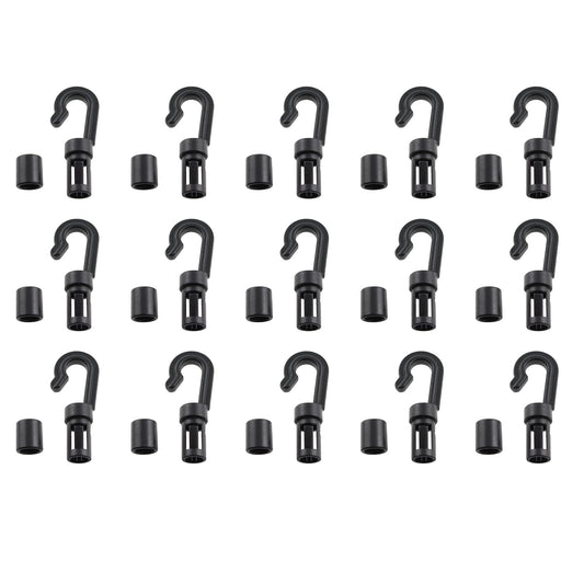 Maxmoral 15pcs Bungee Shock Cord Hook fit 1/8" Rope Terminal Ends Tabbed S Open Hooks for Kayaks