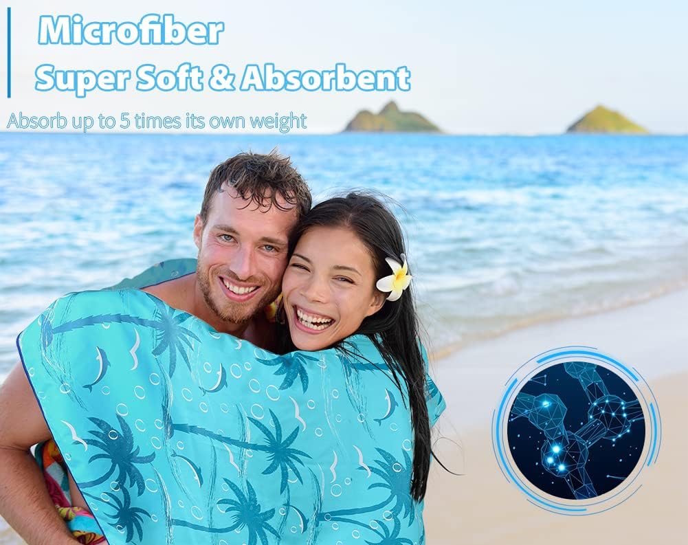 Skiennix Microfiber Beach Towels - XL Lightweight & Sand-Free | 71"x32" for Travel, Gym & Camping