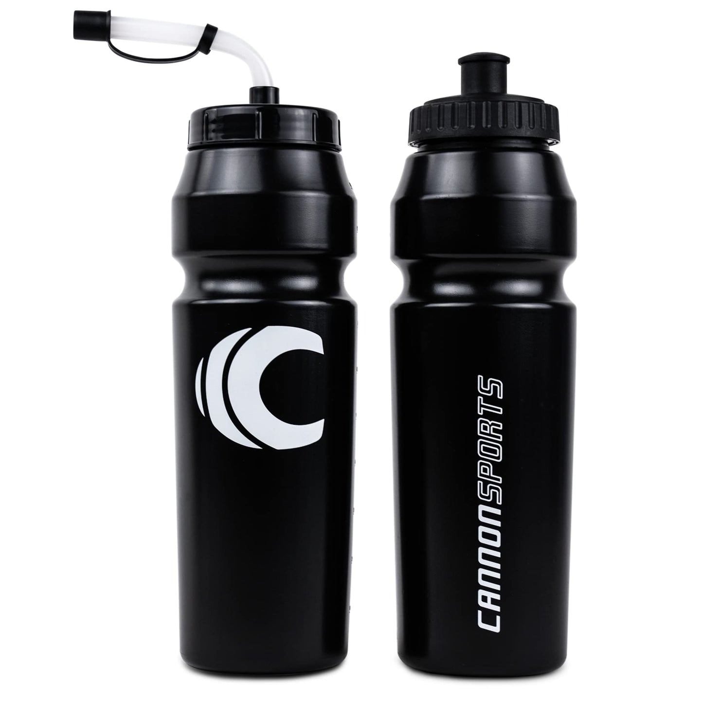 Cannon Sports 1 Liter Sports Water Bottle, BPA-Free, 34 Oz Capacity, Large Mouth, 2 lids (Straw and Squeeze), Great For Helmet Sports Such As Hockey, Lacrosse, Football, Boxing (Black)