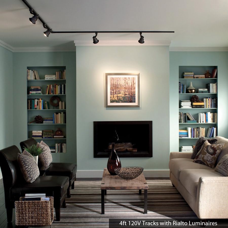 WAC Lighting, H Track 8FT Single Circuit 120V with 2 Endcaps in Dark Bronze