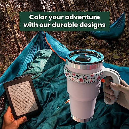 YETI 30 oz Tumbler Handle with Floral Pattern - White Handle, Durable & Anti-Slip