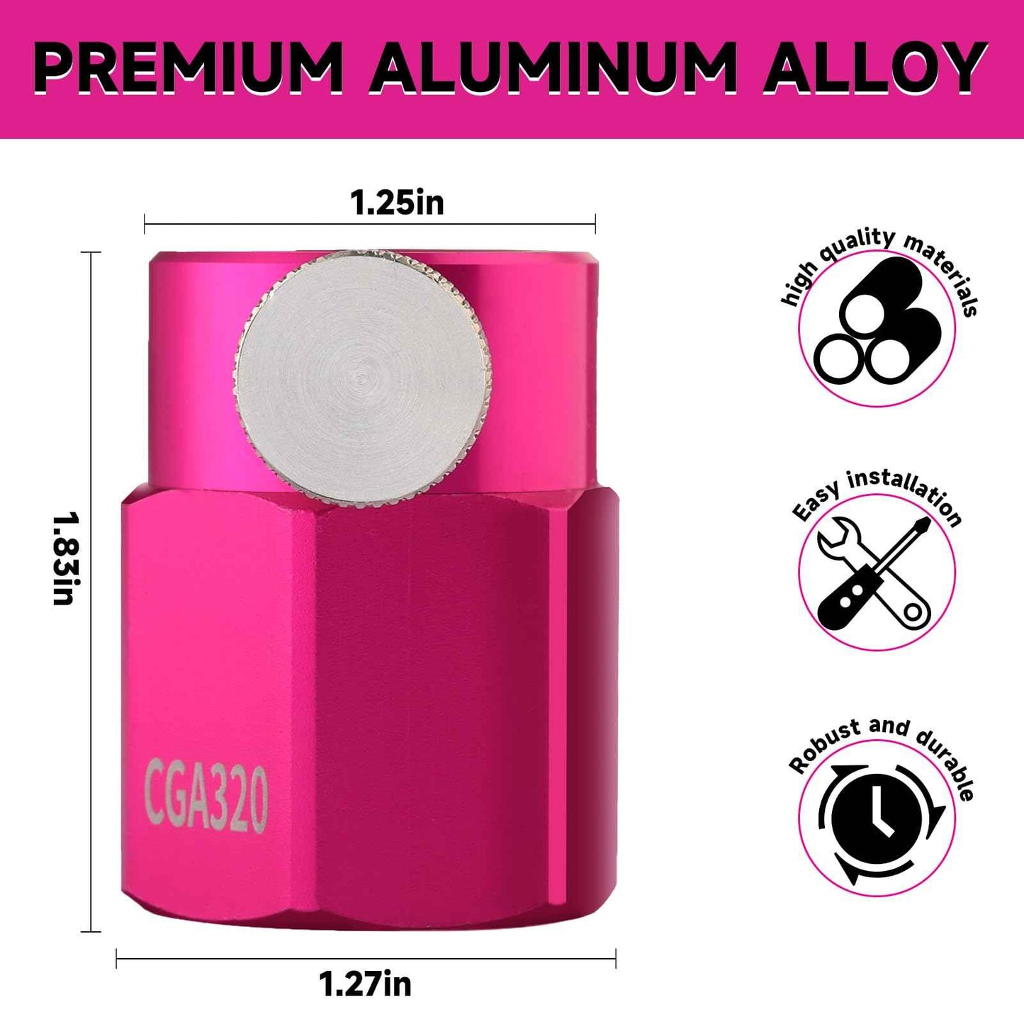 GURUDAR Quick Connect CO2 Refill Adapter for Soda Maker Pink CO2 Cylinder, CGA320 CO2 Tank Connector Kit for Filling 60L CO2 Canister Compatible with DUO ART TERRA GAIA Machines