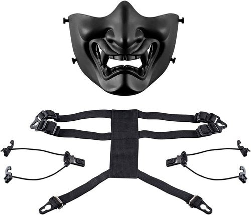 Airsoft Half Protective Fashion Masks, Evil Demon Monster Kabuki Samurai Hannya Oni Half Face Protective Masks Masquerade BallHalloween Cosplay