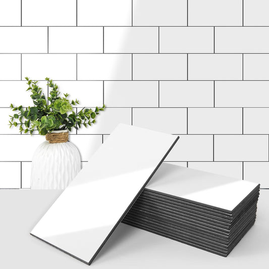 Glossy White 3x6 Peel and Stick Subway Tile - 102-Piece Kitchen & Bathroom Backsplash