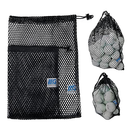 Nylon Mesh Drawstring Bags - 2 Pack for Golf Balls & Sports Gear