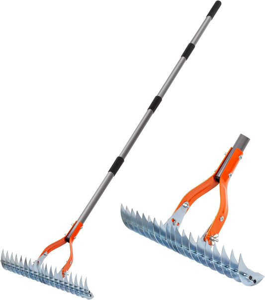 15-Inch Thatch Rake - Durable Steel Dethatcher for Lawn & Garden Care
