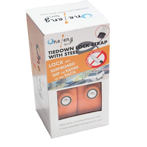 Onefeng Sports Lockable Tie Down Strap with 3 Stainless Steel Cables 'No Scratch' Silicone Buckle to Prevent Anyone from Taking Your Surfboards, Paddle Boards 10 Feet Long 2 Pack