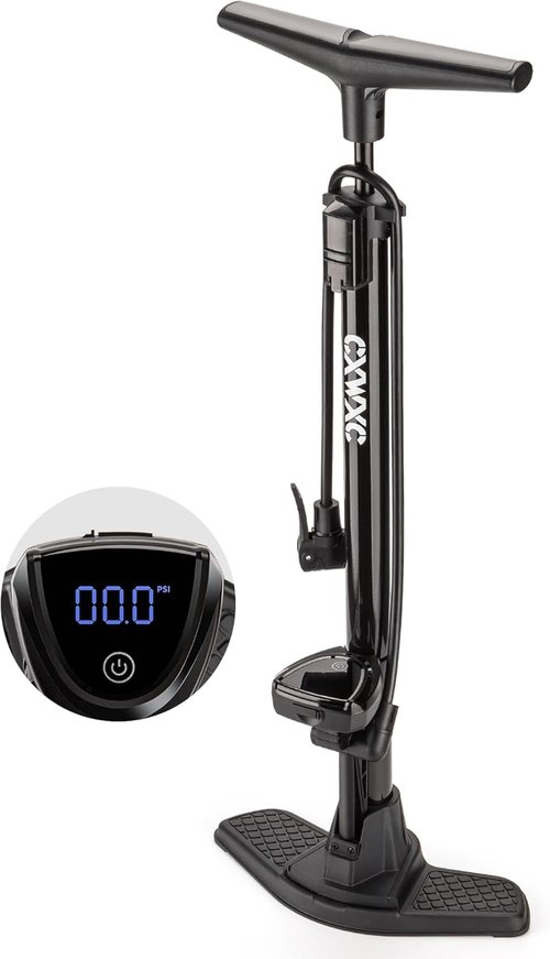 CXWXC Bike Floor Pump - Digital Gauge 140 PSI Bicycle Tire Pump for Presta & Schrader Valves | Portable Design with Large Display