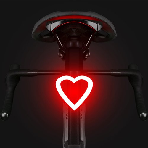 YUERWOVER Rechargeable Bike Tail Light LED Bicycle Rear Light Cycling Night Essential Bright Seat Back Safety Lamp Heart Shape 5 Modes Warning Waterproof Flash MTB Light for Men Women Kids(Heart)