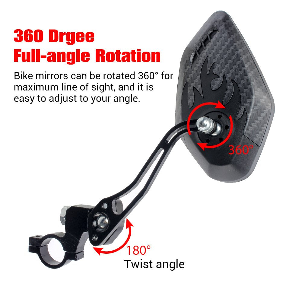 GES Bike Mirrors - 360 Degree Adjustable Bicycle Cycling Rear View Helmet Mirror for Mountain Bike, Electric Bike - 2 Packs of Safety Rearview Mirror