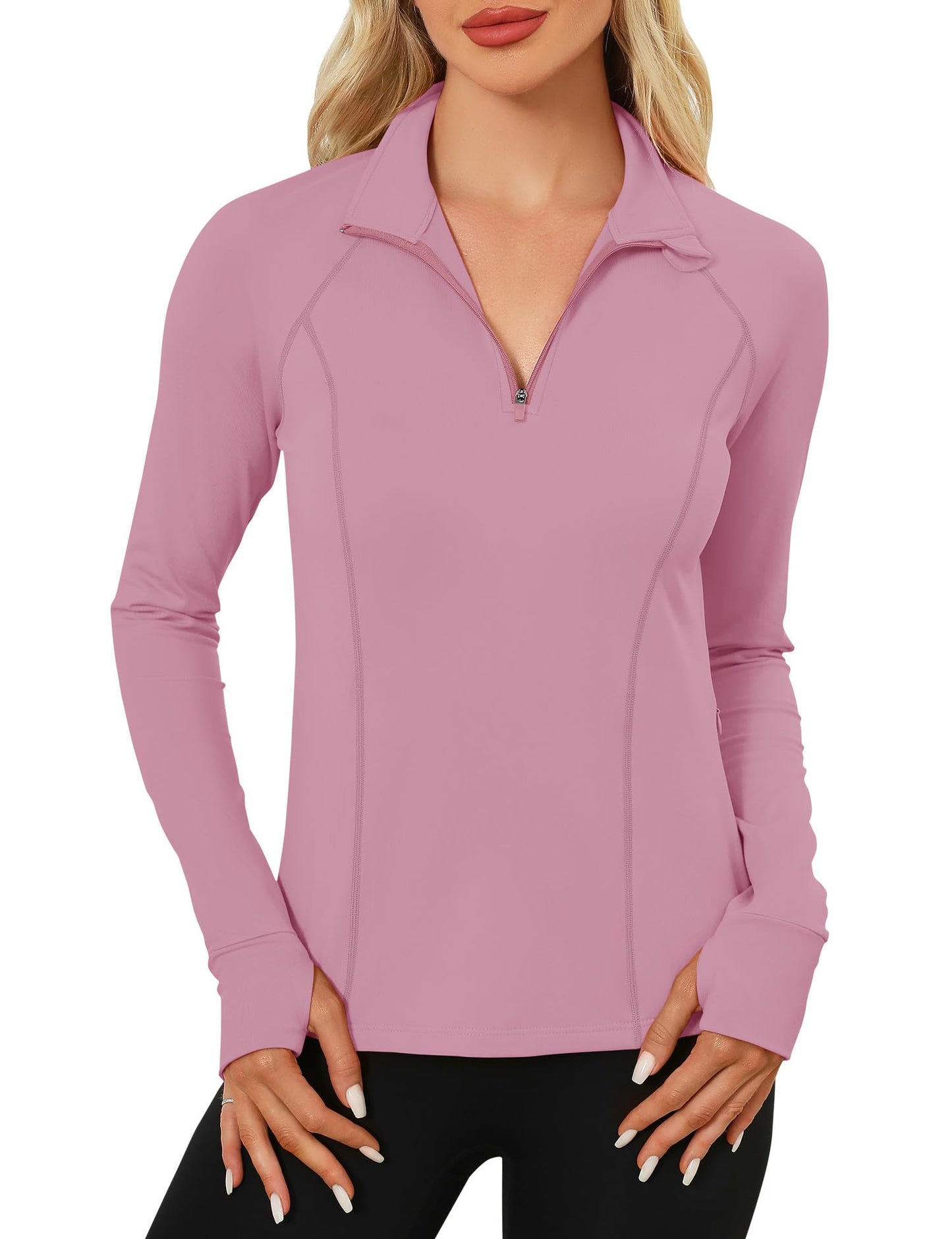 LOMON Womens Fall Slim Fit Cropped Gym Jacket Workout Compression Crop Tops Quarter Zip Pullover Running Shirts Red M