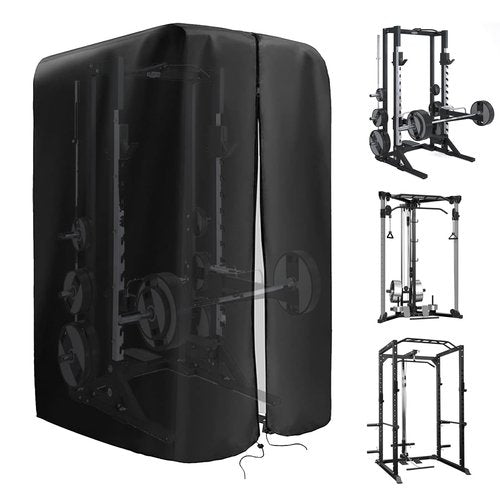 Squat Rack Cover, 420D Oxford Fabric Waterproof Power Cage Cover with Zipper & Drawstring, Large Gym Equipment Dust Cover for Power Cage, Smith Machine, Dumbbell Rack, 68" x 64" x 82.5"