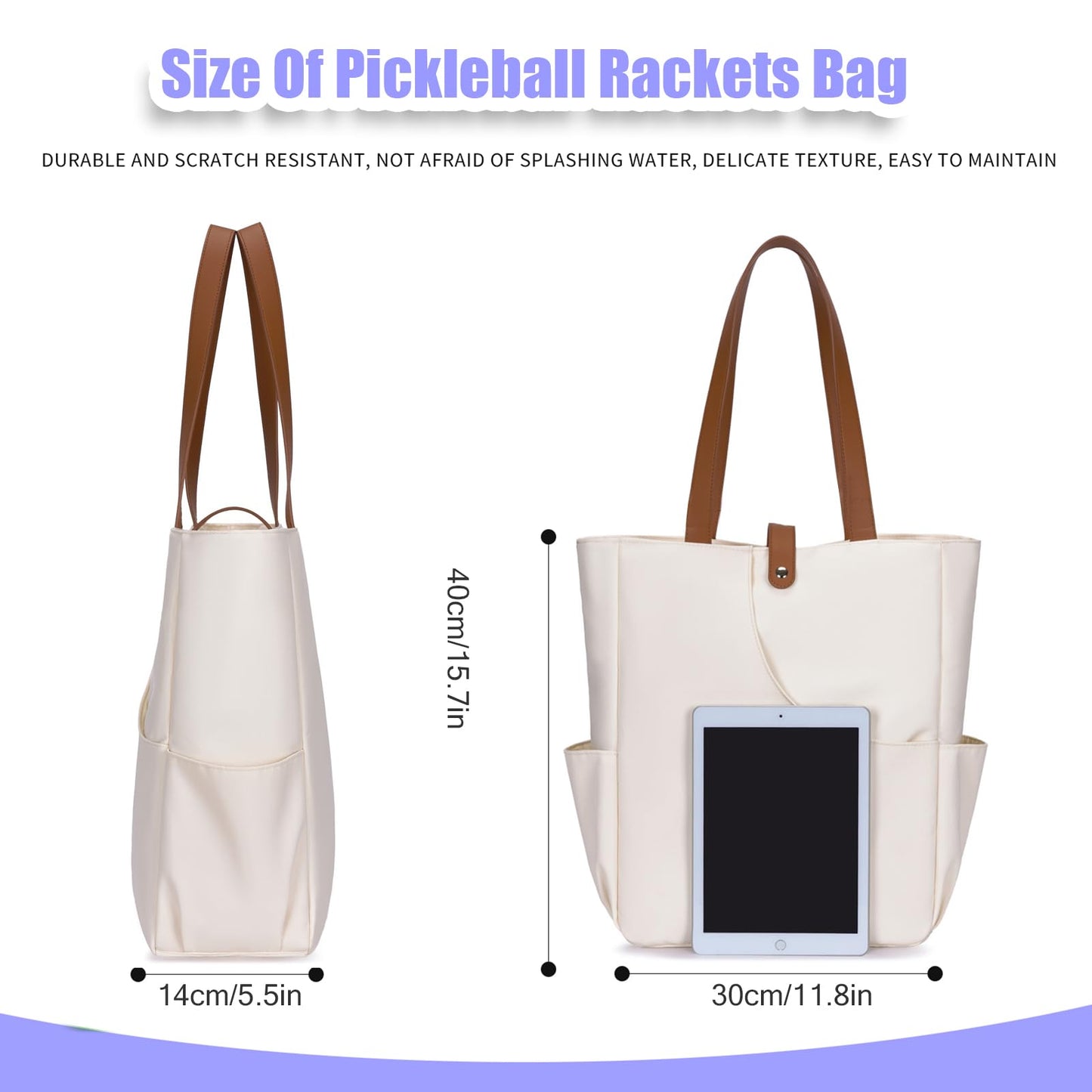 JIOWRT Pickleball Bags for Women and Men, Pickleball Gifts for Women Sling Backpack, Pickle Ball Tote Handbag with Pocket Cover Fits 2 Pickle Ball Paddles Essentials Accessories (Off White)