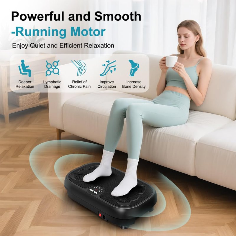 Relife Vibration Plate Exercise Machine Fitness Platform Whole Body Shaker Vibrate Stand Board Lymphatic Drainage Shaking for Weight Loss Fat Burning with 2 Resistance Bands Home Gyms Workout,400Lbs.