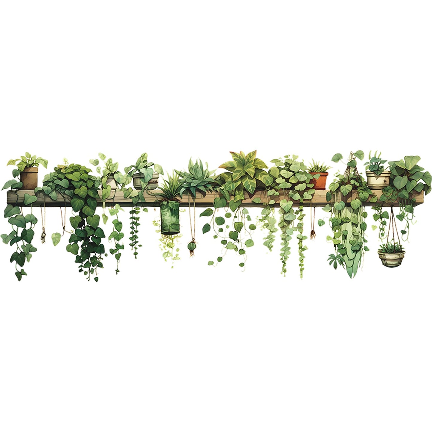 MeyRolizn Nature Green Plants Peel and Stick Wall Decals Wallpaper, Removable Wall Decals Shelves Green Plants Vinyl Art Wall Stickers & Murals for Living Room Kitchen Bathroom Decoration (A-Green)