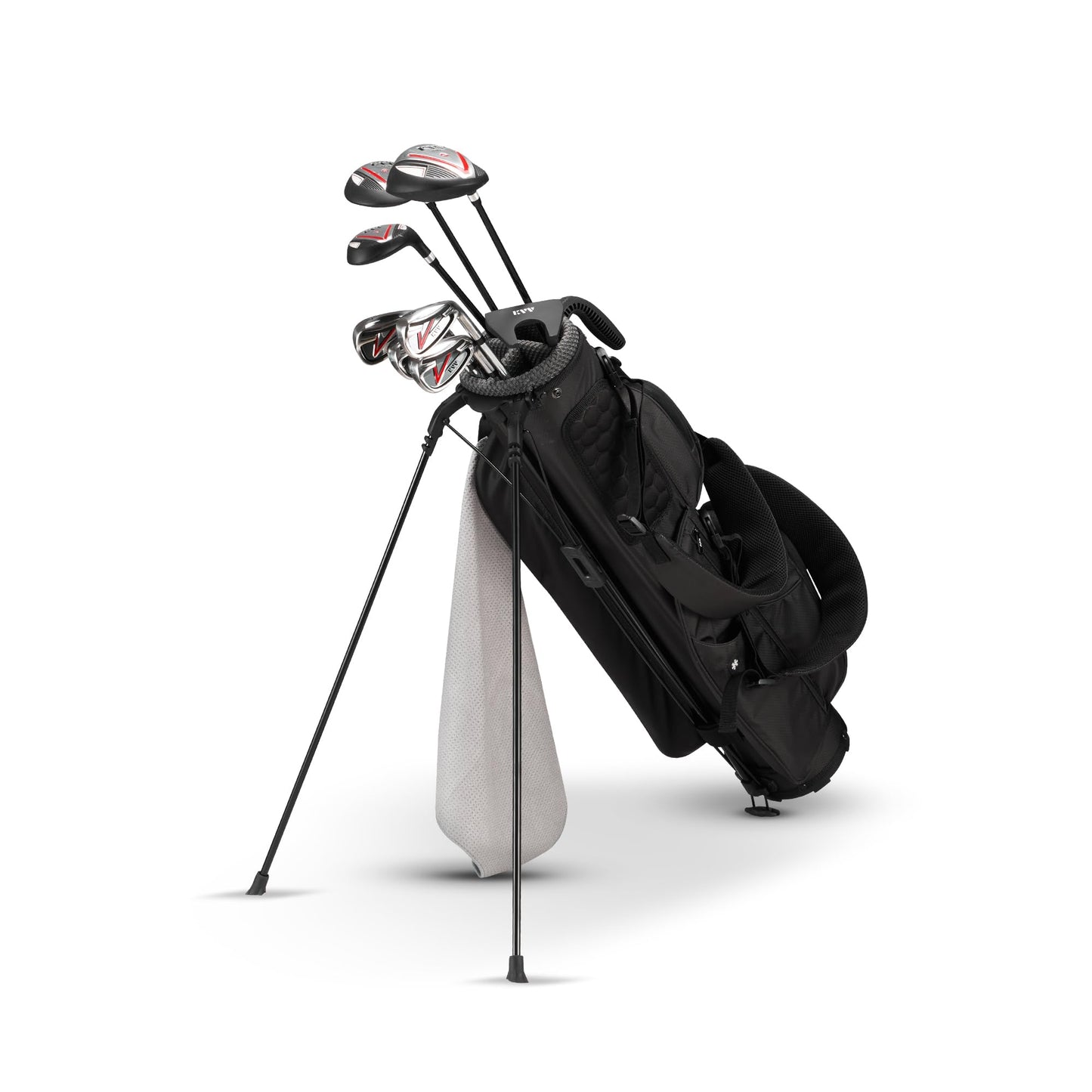 KVV Lightweight Pitch and Putt Golf Bag with Stand, Adjustable Dual Straps, Golf Stand Bag for Extra Storage in a Smaller Size(Black)
