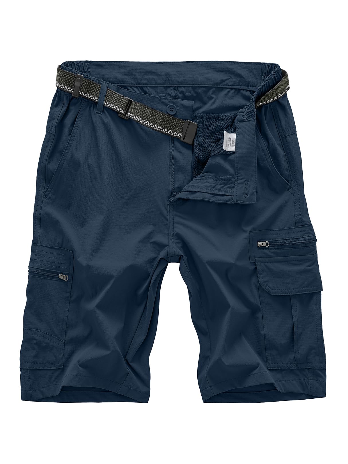 Jessie Kidden Mens Outdoor Casual Expandable Waist Lightweight Water Resistant Quick Dry Fishing Hiking Shorts #6222-Navy,38