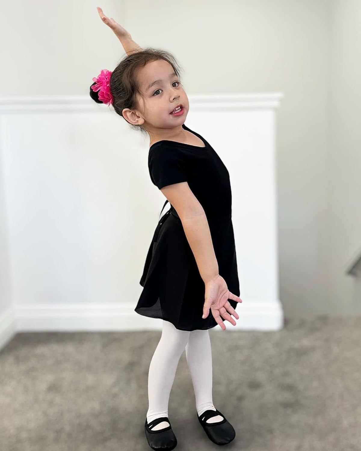 Stelle Black Ballet Leotard for Girls - Stylish Bow Back Design | Toddler to Big Kids Sizes