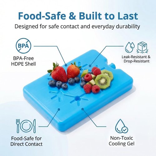 Kona Slim Ice Packs - Reusable Quick Freeze Packs for Lunch Boxes & Coolers | 4 Pack, Blue