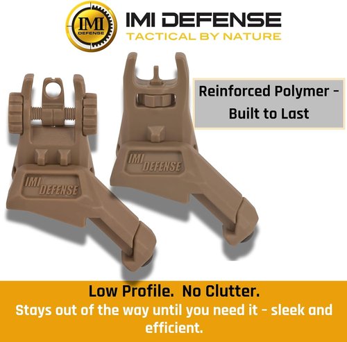 IMI Defense TFS Flip-Up Iron Sights - Polymer Backup Set with Dual Aperture & 45-Degree Offset (FDE)